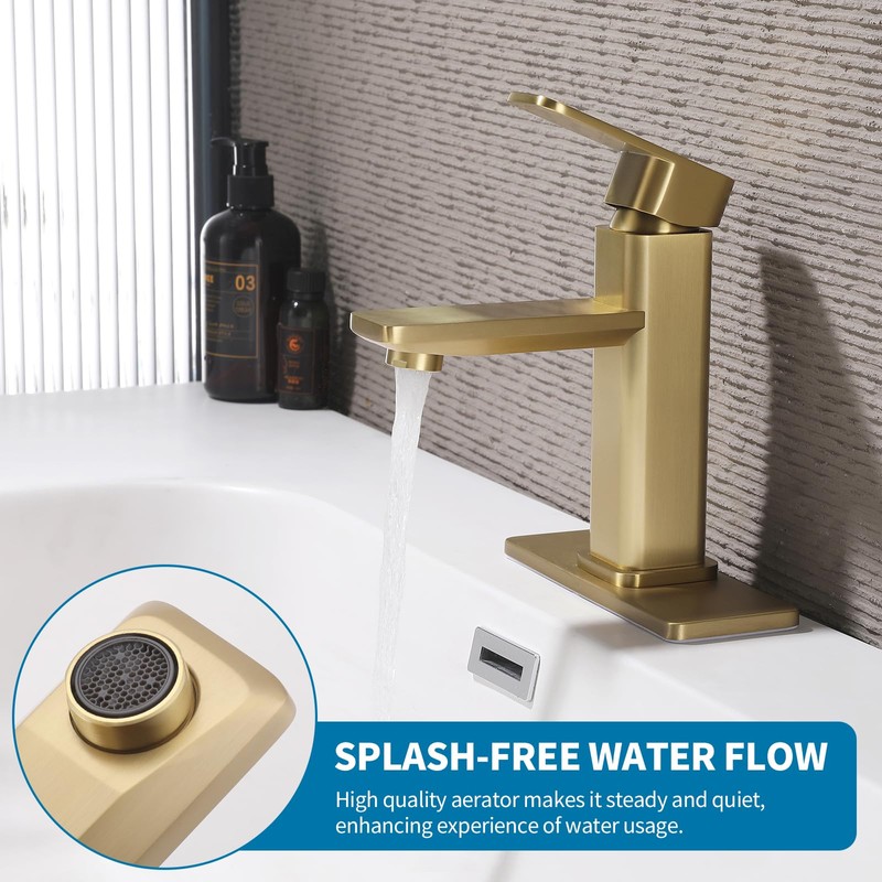 Weshi Bathroom Faucet, Modern Single Hole Bathroom Basin Faucets, Brass