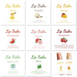 CRASPIRE 80Pcs 8 Styles Labels for Lip Balm Coated Paper Paster Honey Fruit Square Tubes Lip Balm Labels Stickers Natural Homemade Self-Adhesive Stickers Logo for Containers Cosmetics Lipsticks