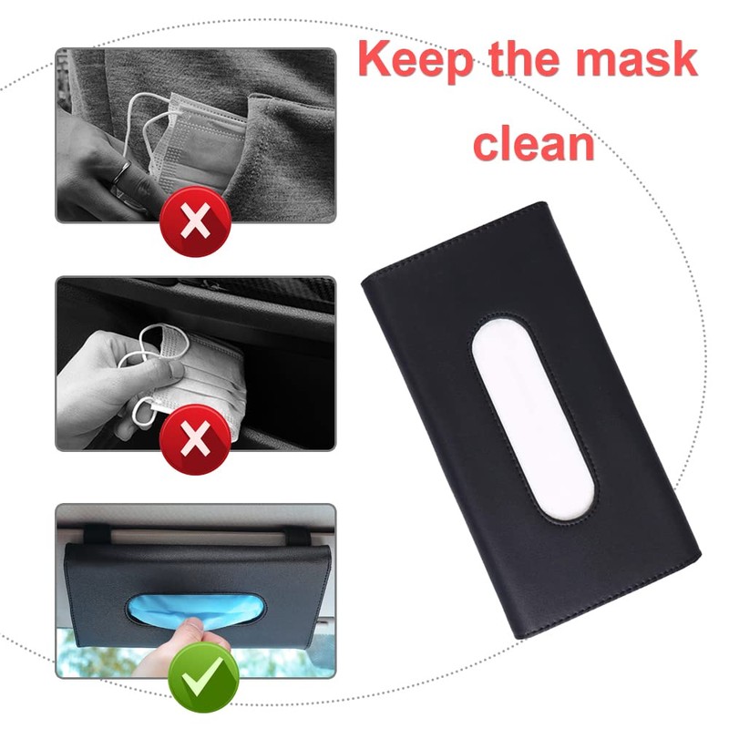 Car Visor Tissue Box Multifunctional Car Tissue Holder PU Leather