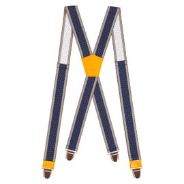 Pierrot Men's Braces Wide and Vintage Premium - Made in Germany / France - Reinforced Elastic Band & Leather Fittings with Extra Strong Metal Clips - Adjustable Length up to 130 cm, Black Yellow Dots