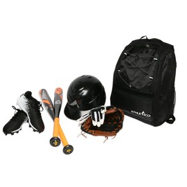 Athletico Youth Baseball Bag - Bat Backpack for Baseball, T-Ball & Softball Equipment & Gear | Holds Bat, Helmet, Glove | Fence Hook (Black)
