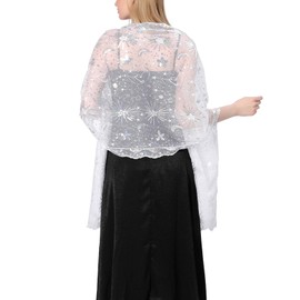 Ladiery Sequin Stars Moons Shawls and Wraps for Evening Dresses,Women sparkly Sheer Mesh Wedding Shawls for Evening Party
