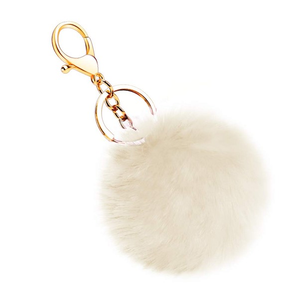 Soleebee Artificial Rabbit Fur Keychain, Fluffy Ball Pom Pom Key