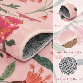 Collive Washable Runners Rug for Hallway 2.6 x 10ft, Pink Boho Spring Floral Kitchen Carpet Vintage Non Slip Entryway Runners Rug, Low-Pile Soft Modern Bedroom Carpets for Laundry Room, Entrance