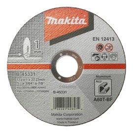 Makita B-45331 Cutting Disc Aluminium 125 x 1.0 mm Thin for Aluminium Pipes or Aluminium Profiles A60T-BF EN12413