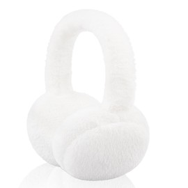 SEYUFN Foldable Ear Warmers Women's Winter Plush Earmuffs Children Soft Warm Ear Warmers Girls Boys Cute Ear Warmers, A-White
