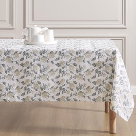 Laura Ashley Decorative Tablecloth, Wrinkle and Stain Resistant, Spillproof Water Repellent, Easy Care Washable Polyester Fabric for Dining, Kitchen, Holiday and Party, 60" x 84", Hydrangea Taupe