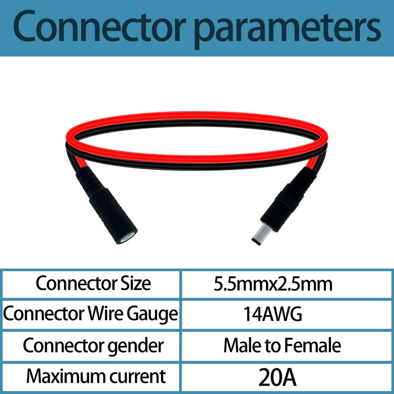 1.6ft DC Power Extension Cable 5.5mm x 2.5mm 5525 Connector
