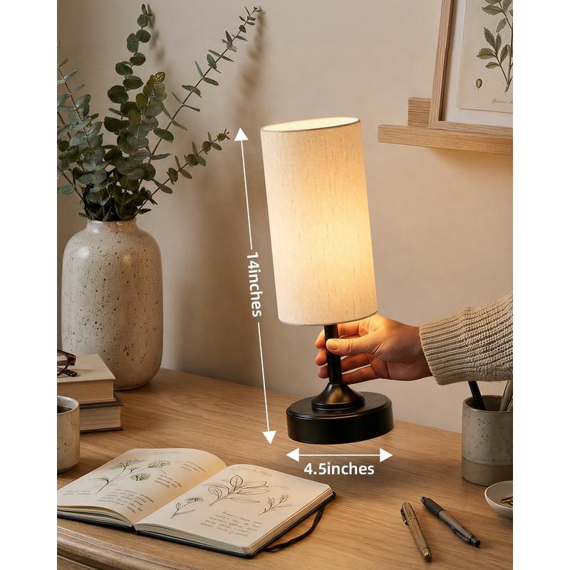 EZVALO Cordless Table Lamp with Timer, Small Dimmable Ambient Light