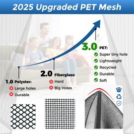 Smartor Magnetic Screen Door |2025 Upgraded PET- Tiny Hole | Self Sealing- Fits 36"x82" Door |Heavy Duty -Hands Free Retractable Screen Door Keeps Bugs Out | Pet and Kid Friendly| 39 Inch x 83 Inch