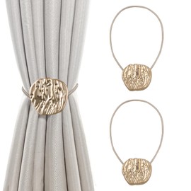 Dalababa Magnetic Curtain Tiebacks, Pack of 2 Retro Curtain Holders, Metal Tiebacks for Curtains, Curtain Holdbacks Rope for Home, Office, Decoration - Gold