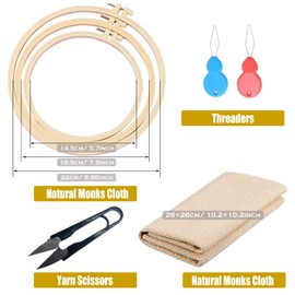 Allazone 17 PCS Punch Needle Embroidery Kits, 3 PCS Plastic Hoops with 3 PCS Punch Needle Cloth, 12 Color Yarn, Punch Needle, Big Eye Needles, Needle Threaders for Punch Needle Kits