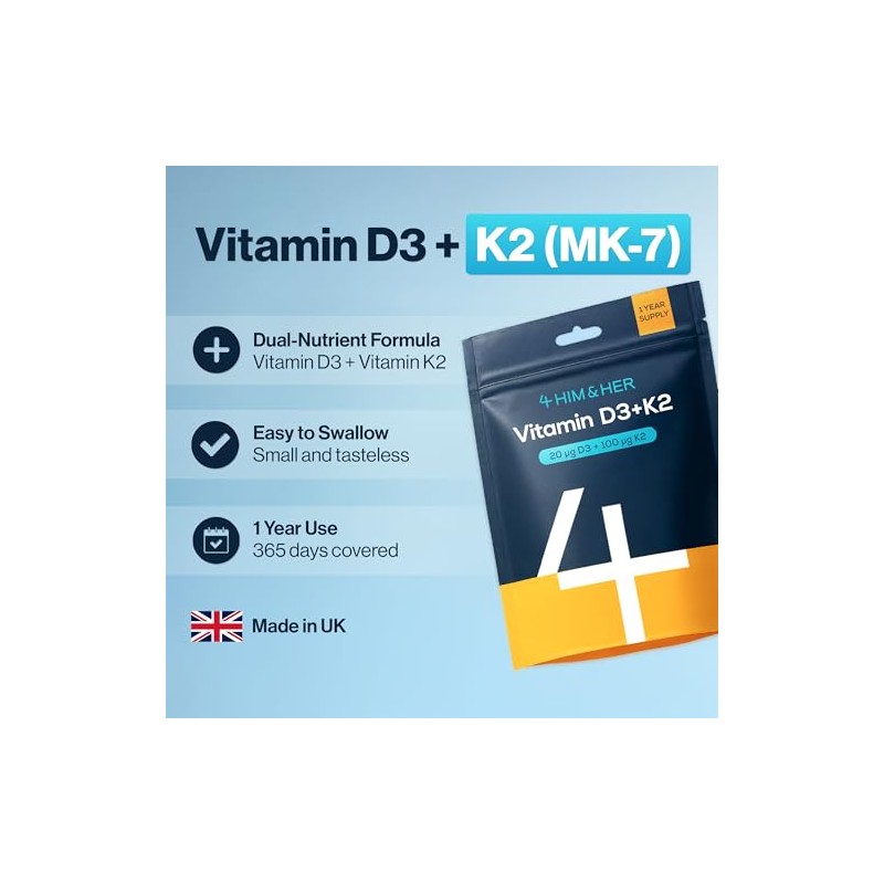Vitamin D3 K2 Tablets (800 IU + 100µg MK7) –