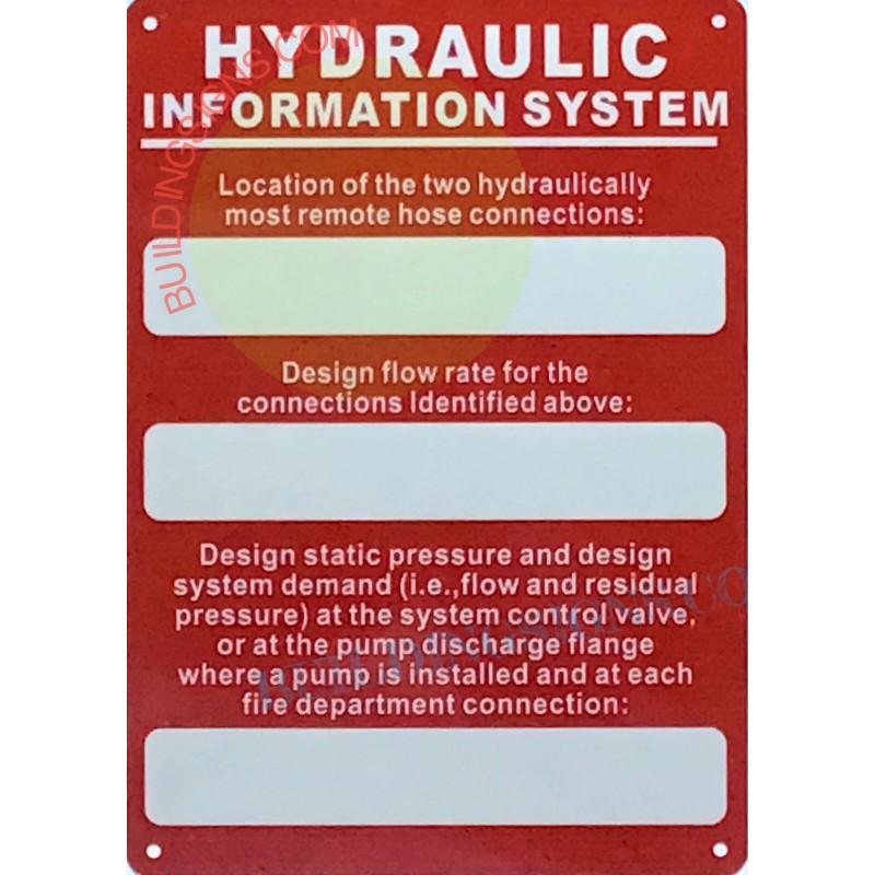 BuildingSigns.com HYDRAULIC INFORMATION SYSTEM SIGN (7x10,Red,Alum