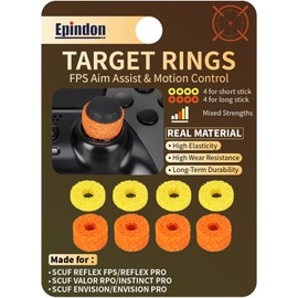 Epindon Target Rings | FPS Aim Assist Precision Motion Control | Made for SCUF REFLES, VALOR PRO/INSTINCT PRO, ENVISION Controllers(Orange Rings for Long Stick, Yellow Rings for Short Stick) 8-PACK