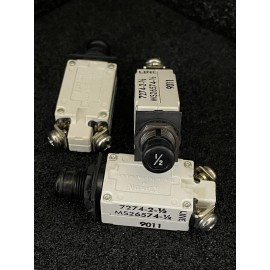 Klixon by Texas Instruments 1pc KLIXON 7274-2-1/2  MS26574-1/2  T.I.  0.5Amp Cto. Breaker  New