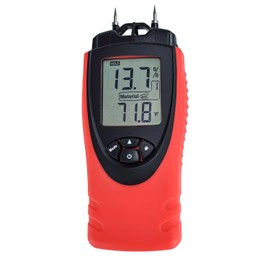 eH710T Moisture Meter by ennoLogic – Digital LCD Pin Type with 7 Material Settings for Wood, Cement, Mortar, Brick, Drywall, Carpet – Backlight, Hold, Max/Min, Air Temperature, and Holster