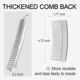 Travel Comb for Women and Men, Protable Wide Tooth Mini Hair Comb for Thick Wet Dry Hair, Small Pocket Combs No Handle for Purse Bag(Silver)