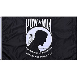 3x5 ft POW MIA Military US Banner Flag Double Stitched 3' x 5' Black Grommets Vivid Color and UV Fade Resistant Canvas Header and polyester material