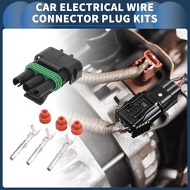 INFINAUTO 3 Pin Car Electrical Wire Connector Plug Kits, 2.5mm Series Car RV Truck Female Cable Terminal Housing Black Green, 1 Set