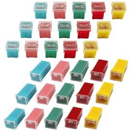 Aswalling 30 PCS Car Fuses Assortment Kit,Automotive Combination Low and Tall Box Shaped Fuse Kit,for Car/RV/Truck/Motorcycle/Boat