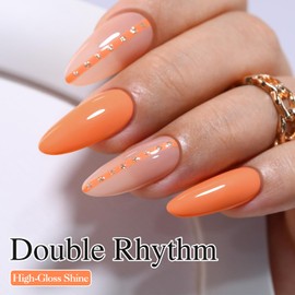Double Rhythm 15ML Gel Polish Jelly Sheer Pastel Light Milky Color 1 PC 0.53 OZ Bottle UV Nail Polish Art Salon at Home for Women (Orange-B-A1394)