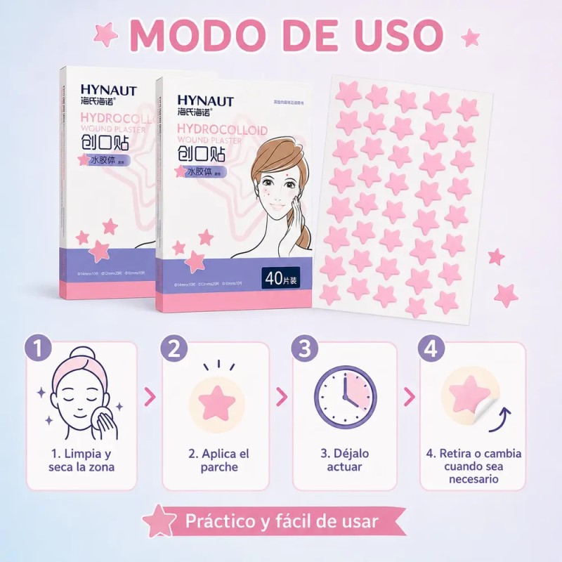 Parches Hidrocoloides Estrella Acne 2 Cajas 80 Pzs