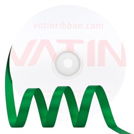 VATIN Double Face Green Satin Ribbon 3/8" Continuous 50 Yards,Green Polyester Fabric Ribbon use for Bows Bouquet, Gift Wrapping, Floral Arrangement Wedding Decoration