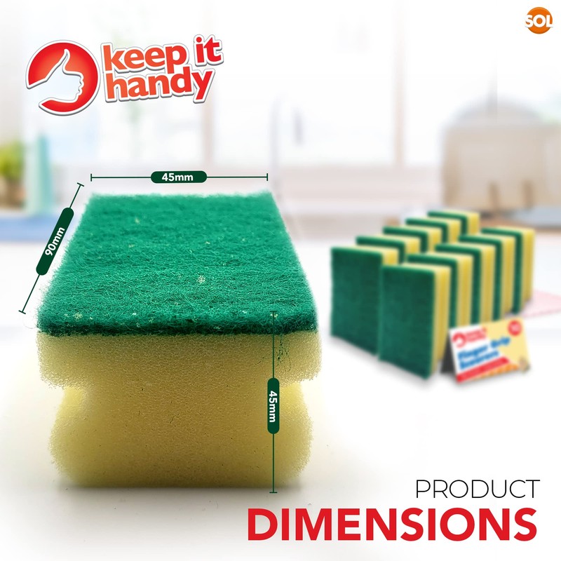 10pk Heavy Duty Sponge Scourer with Finger Grip | Sponges