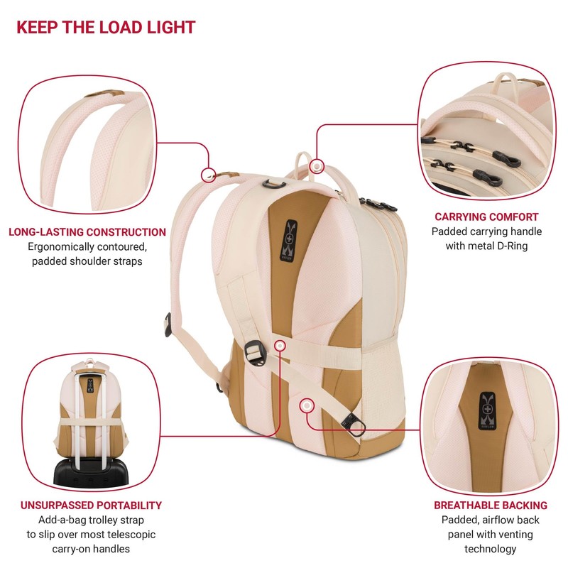 SwissGear Cecil 5505 Laptop Backpack, Cream/Warm Sand, 18-Inch