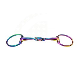 RIDING GEARS Rainbow Multi Color EGGBUTT Snaffle Horse Bits Double Jointed Horse Bit with Oval Link (4.75 INCH)