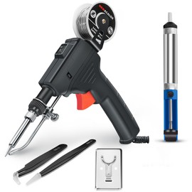 Soldering Iron Kit, Automatic Soldering Gun Hand-held Welding Tool with Desoldering Pump, Tweezers, Soldering Wires, Mini Bracket for Circuit Boards, Home DIY, Electronics Repair, 60W