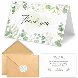 HiABNRT 25 Funeral Thank You Cards with Envelopes, 4x6in, Message Inside