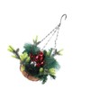 Artificial Christmas Hanging Basket Decorated with Pine Cones Ball Lights