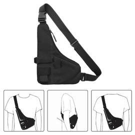 Universal Radio L Shape Chest 2 Pockets Harness Tactical Vest Nylon Vest Walkie Talkie Chest Rig Pack Pouch Holster for Baofeng Motorola Two Way Radio Vest