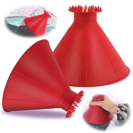 behone Auto Eiskratzer Rund,2 Stück Auto Eiskratzer,Auto Eiskratzer mit Trichter Rund,Auto-Eiskratzer mit Trichter 360 Grad Autoscheiben Eisschaber für Auto Windschutzscheibe Fensterscheiben(Rot)