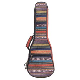 Longteam Print Ukulele Case 10 mm Sponge Portable Waterproof Ukulele Bag Cover Uke Gig Bag with Accessories Storage Bag (23 Inch Concert, Bohemian Yellow)