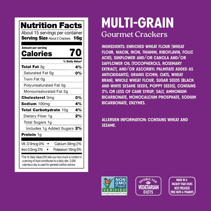 Milton's Gourmet Crackers, Original Multi-Grain - Non-GMO Project Verified, Natural