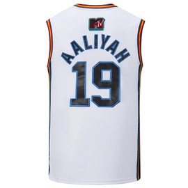 Aaliyah Jersey 19 Bricklayers MTV Rock N Jock Basketball Jersey (L, White)