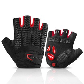 ROCKBROS Road Cycling Gloves for Men Women Commuter Gloves Half Finger Biking Gloves with Gel Padded Shock Absorbing, Breathable Anti Slip Road Bike Gloves for Summer Bicycling Riding Red -S