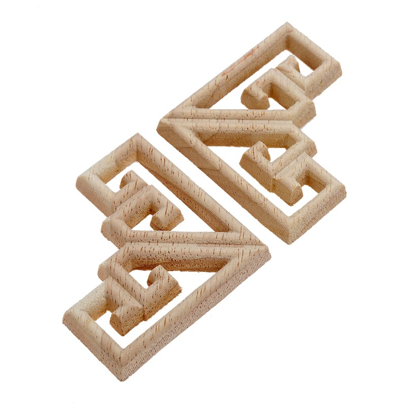 4pcs Wood Carved Mouldings Corner Onlay Applique Furniture Craft Unpainted