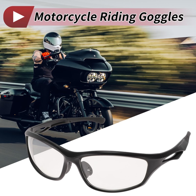 Hihaha 1 Pc Motorcycle Riding Goggles PC Clear Lens Black