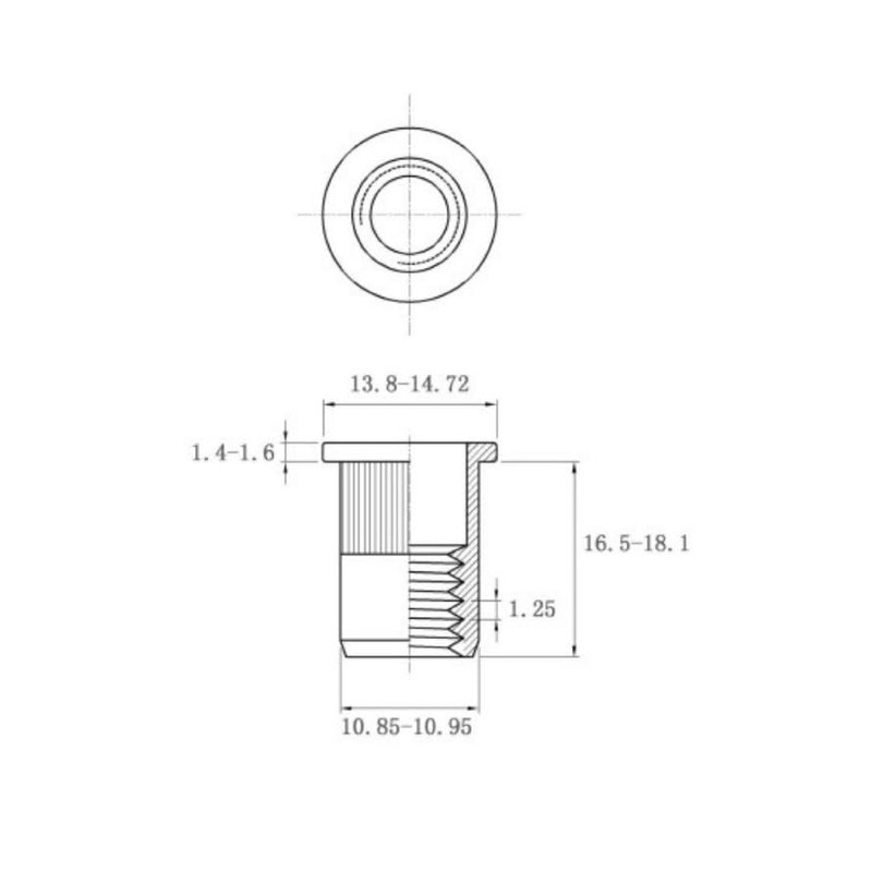 NOLDAR | Flat Head Carbon Steel Rivet Nuts (Yellow Zinc