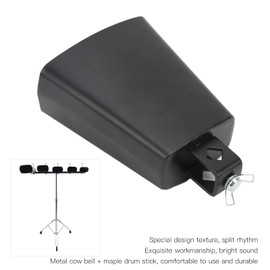 Metal Cowbell with Handle and Stick, Metal Cow Bell Noise Maker Hand Percussion Instrument Cowbell with Stick for Drum Set(5 Inch)