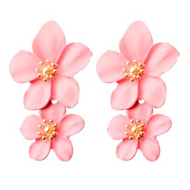 Pink Flower Dangle Earrings for Women Cute Pearl Leaf Sakura Leaf Earrings Fairy Statement Summer Refreshing Seaside Idyllic Holiday Earrings… (style 13)