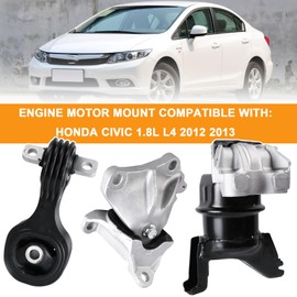 Engine Motor Mount Transmission Mount Set Compatible with Honda Civic 1.8L 2012 2013 Auto Transmission Motor Mount Replace A65021 A65048 A65087 50820TR0A81 50890TR0A81 50850TR6A81