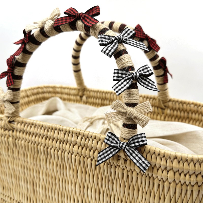 150PCS Mini Buffalo Plaid Burlap Bows, Red Black White Checkered