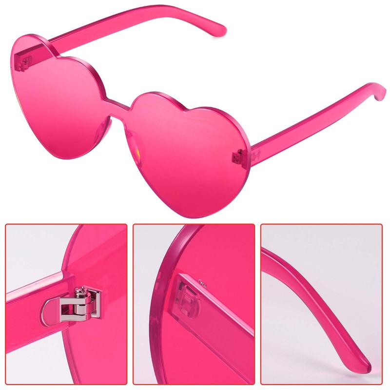 Maxdot Heart Shape Sunglasses Rimless Transparent Heart Glasses Party Favors