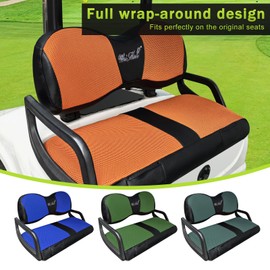 WEIMELL Golf Cart Seat Covers Fit Yamaha G29 Drive Front Seat Covers for Regular Cushion Breathable Thicken Mesh with Vinyl Leather No Nails Gun Easy to Install Black & Orange