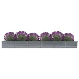 CHARMMA Raised Bed Gray Galvanized Steel Large Durable Raised Bed,Pots & Planters-47064